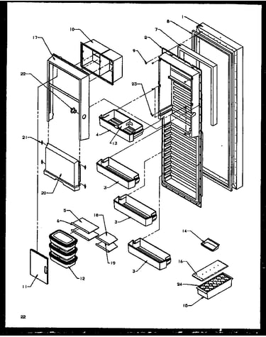 Refrigerator door (sxd27nl/p1162408wl) (sxd27ne/p1162408we) (sxd27nw/p1162408ww) (sxd27nw/p1162411ww) (sxd27ne/p1162411we) (sxd27nl/p1162411wl)