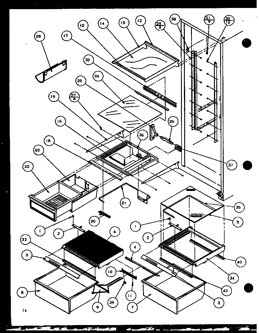 Refrigerator shelving and drawers