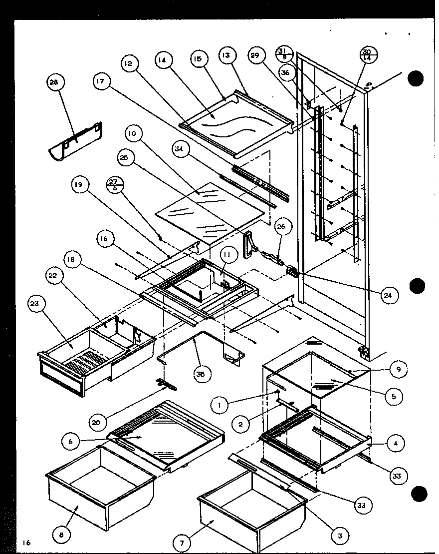 REFRIGERATOR SHELVING AND DRAWERS (SL22JB/P1116005W) (SL22JB/P1116006W)