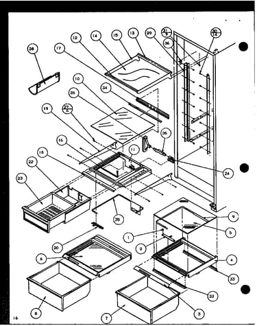 Refrigerator shelving and drawers (sl22jb/p1116005w) (sl22jb/p1116006w)