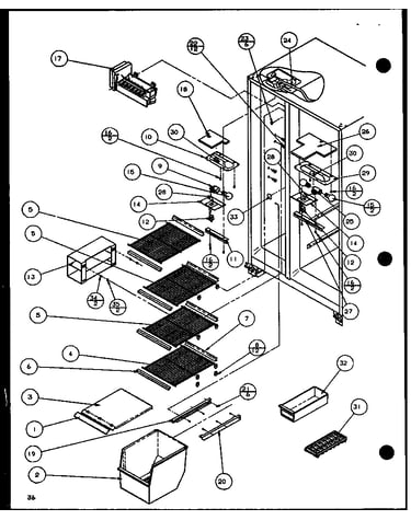 Freezer shelving and refrigerator light (sl25j/p1116207w) (sl25j/p1116208w)