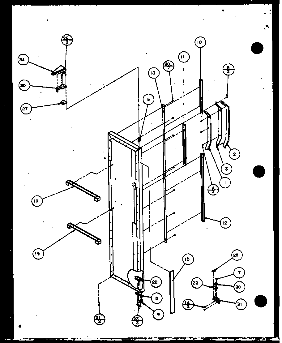 FREEZER DOOR HINGE AND TRIM PARTS (SX22J/P1116003W) (SX22J/P1116004W) (SX25J/P1116205W) (SX25J/P1116206W)