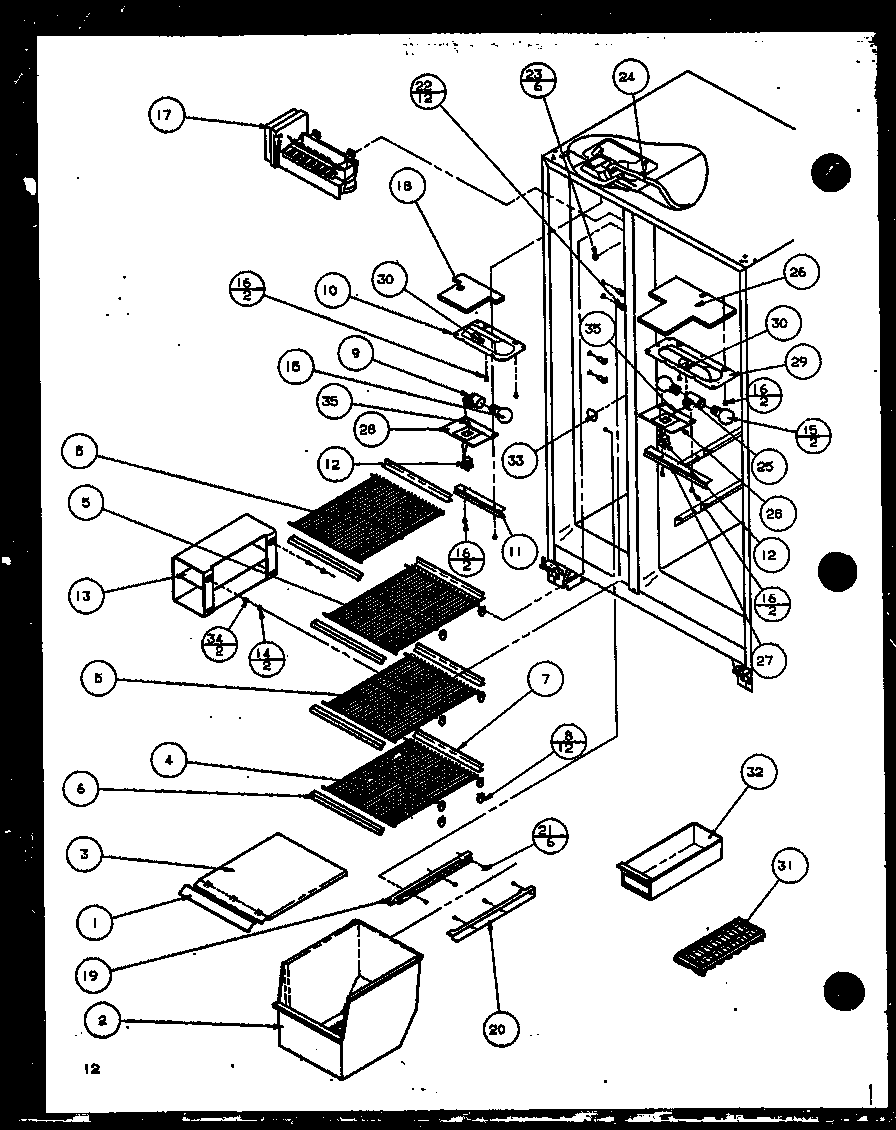 FREEZER SHELVING AND REFRIGERATOR LIGHT (SX22J/P1116003W) (SX22J/P1116004W) (SX25J/P1116205W) (SX25J/P1116206W)