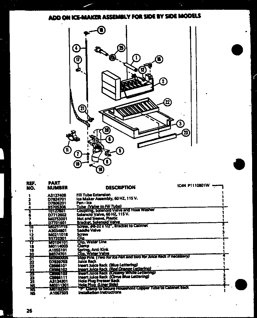 ADD ON ICE-MAKER (IC4N/P1110801W)