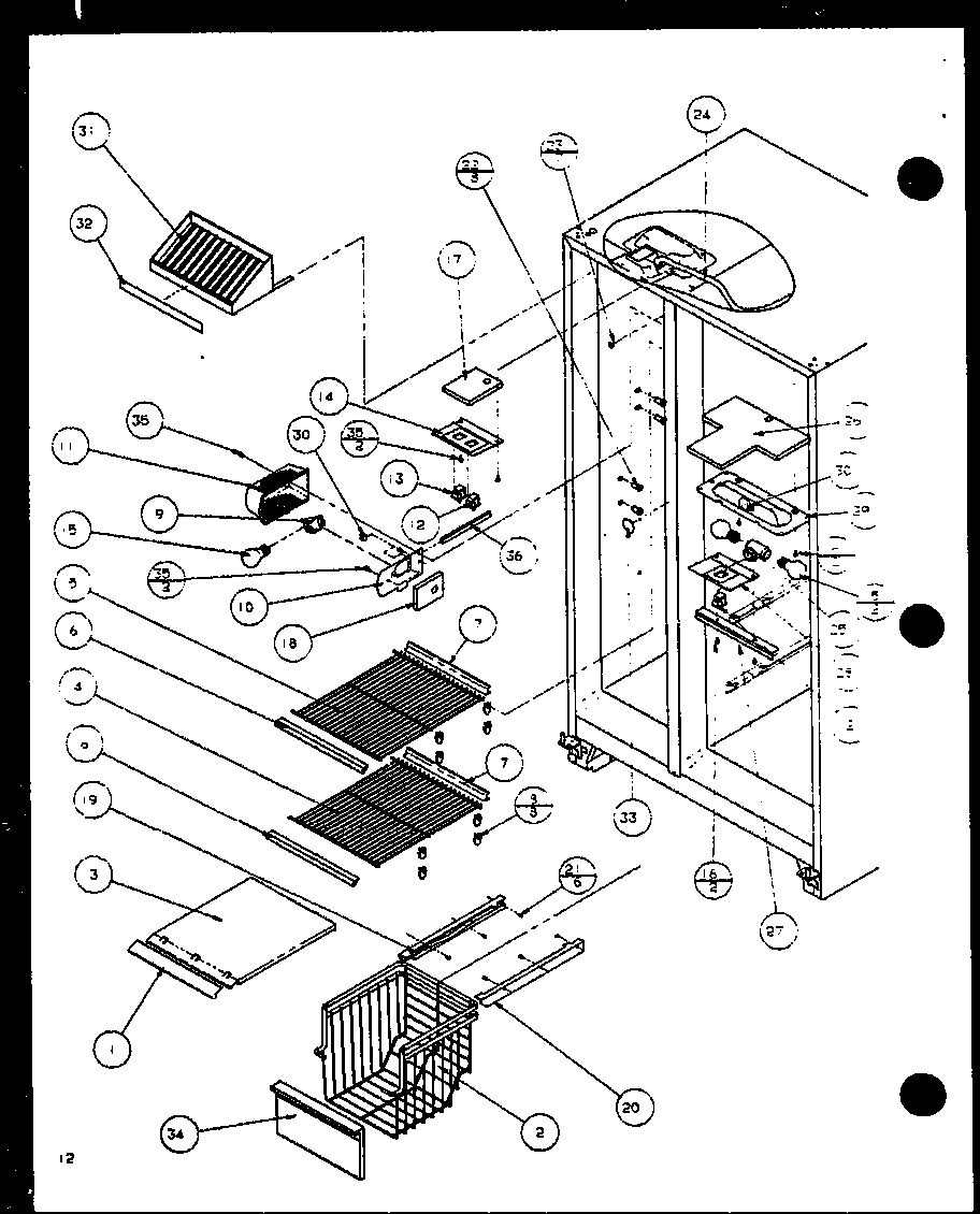 Freezer shelving and refrigerator light
