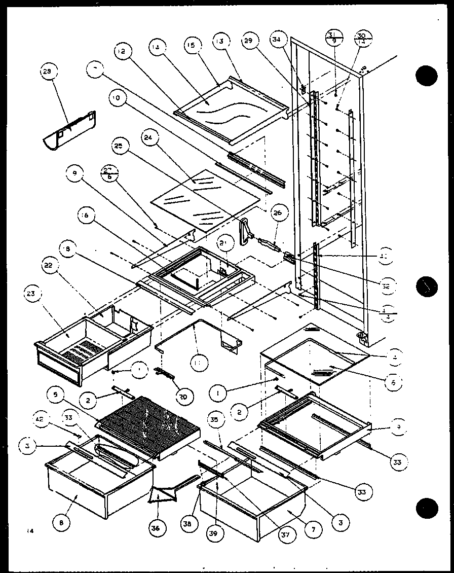 REFRIGERATOR SHELVING AND DRAWERS