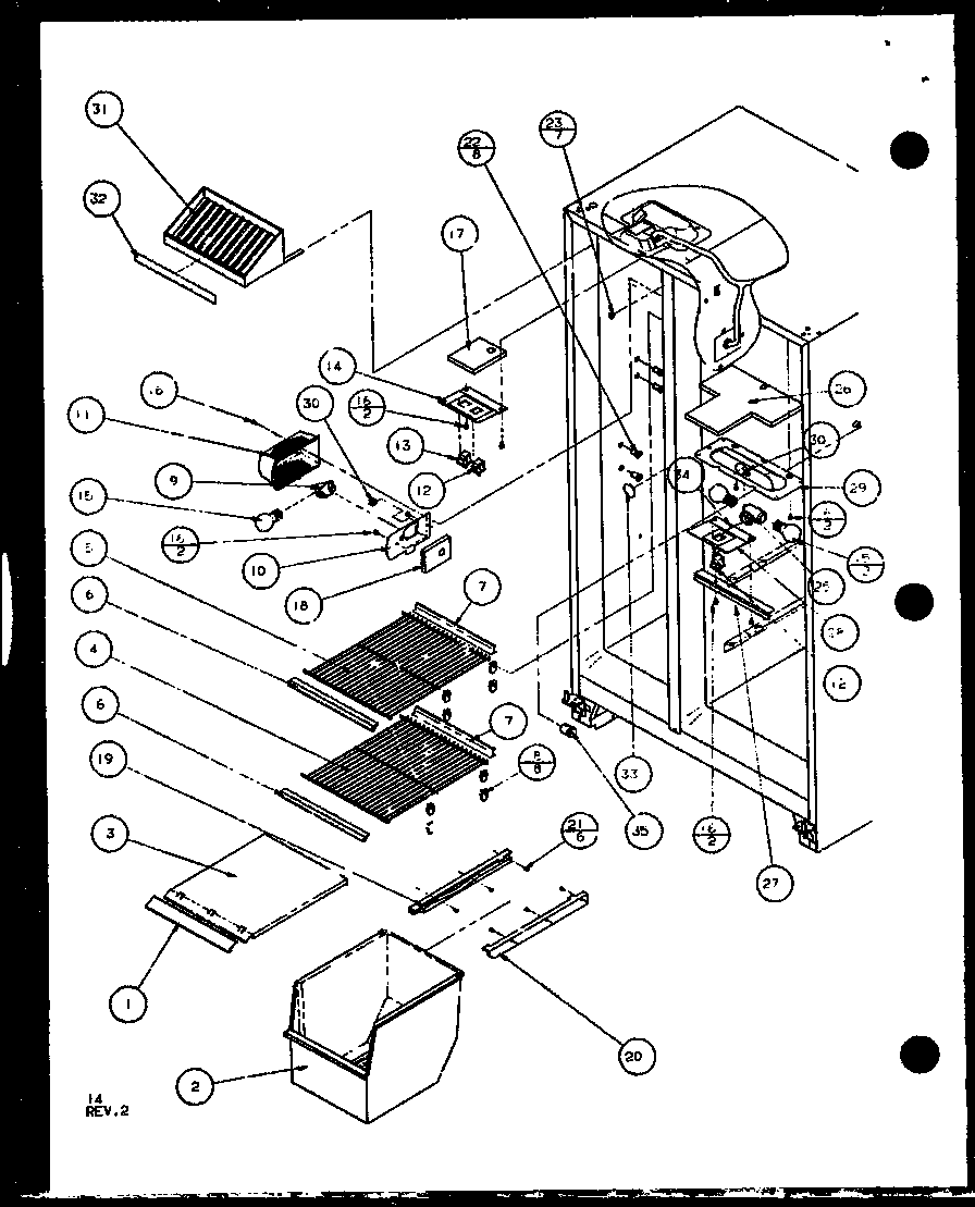 FREEZER SHELVING AND REFRIGERATOR LIGHT (1999CIW/P1100402W) (1999CIW/P1115102W)