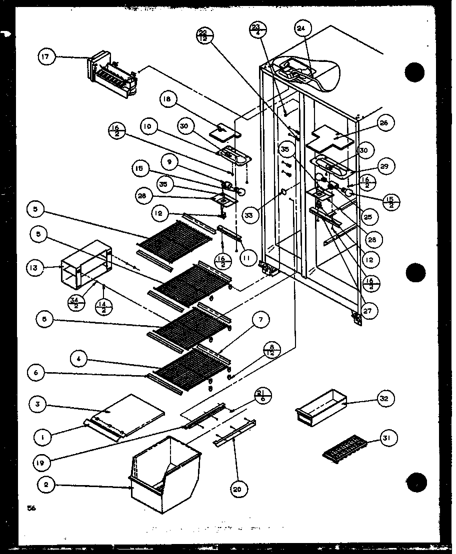 FREEZER SHELVING AND REFRIGERATOR LIGHT (SC25J/P1116201W) (SC25J/P1116202W) (SC25JP/P1116203W) (SC25JP/P1116204W)