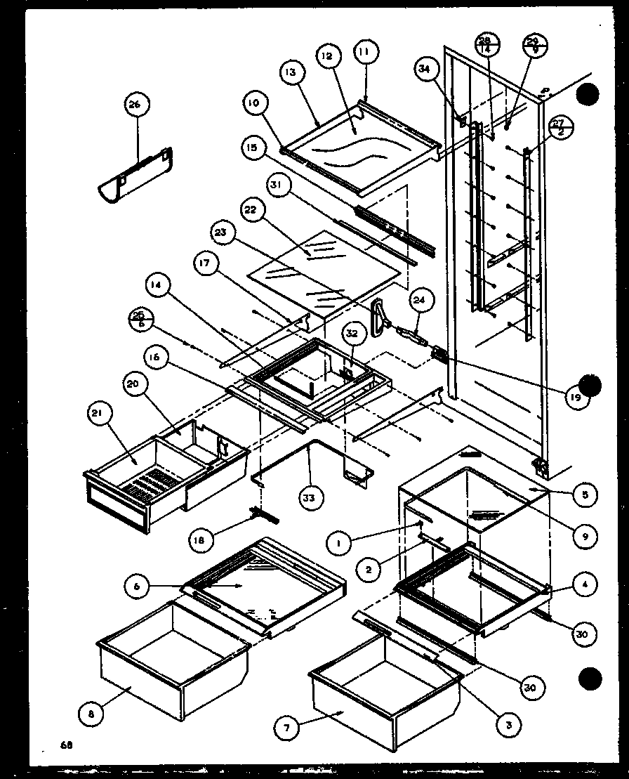 REFRIGERATOR SHELVING AND DRAWERS (36261/P1108601W) (36261/P1108602W) (36268/P1108603W) (36268/P1108604W)