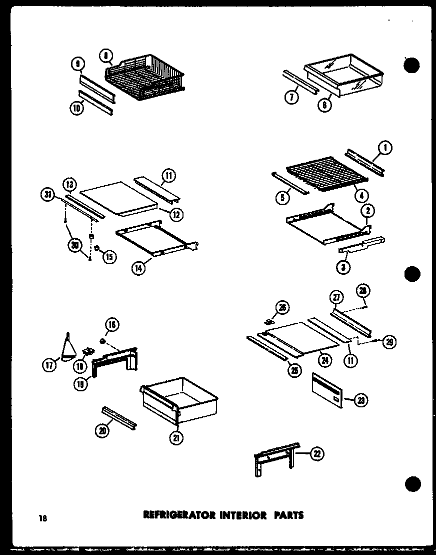 REFRIGERATOR SHELVES AND DRAWERS