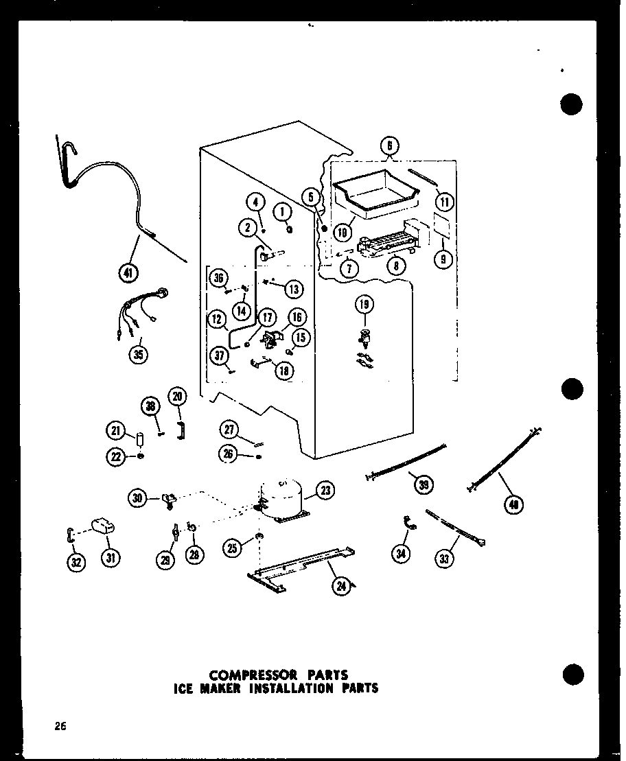Compressor parts ice maker installation parts