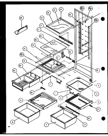 Refrigerator shelving and drawers (sld25jb/p1116503w) (sld25jb/p1116504w)