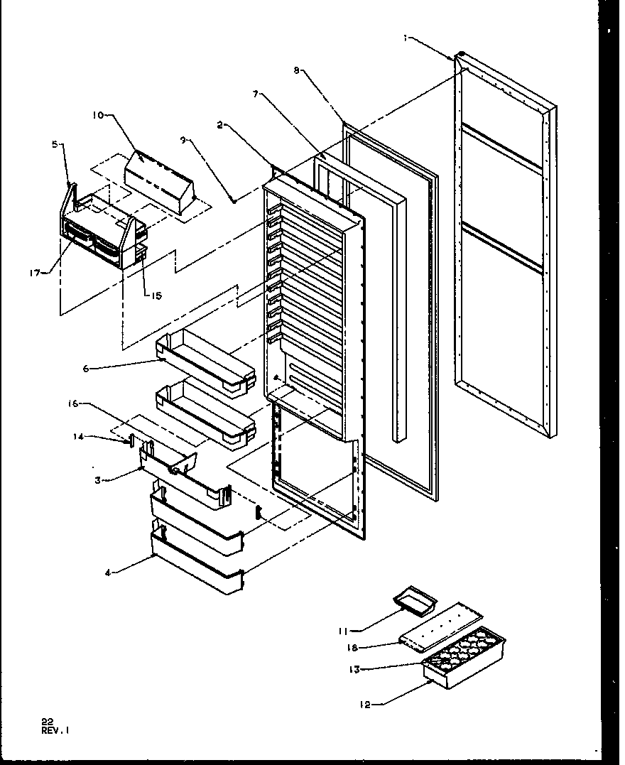 REFRIGERATOR DOOR (SQD22NBL/P1162412WL) (SQD22NBW/P1162412WW) (SZD22NG/P1162401WG) (SZD22NL/P1162401WL) (SZD22NW/P1162401WW) (SQD25NBL/P1162402WL) (SQD25NBW/P1162402WW)