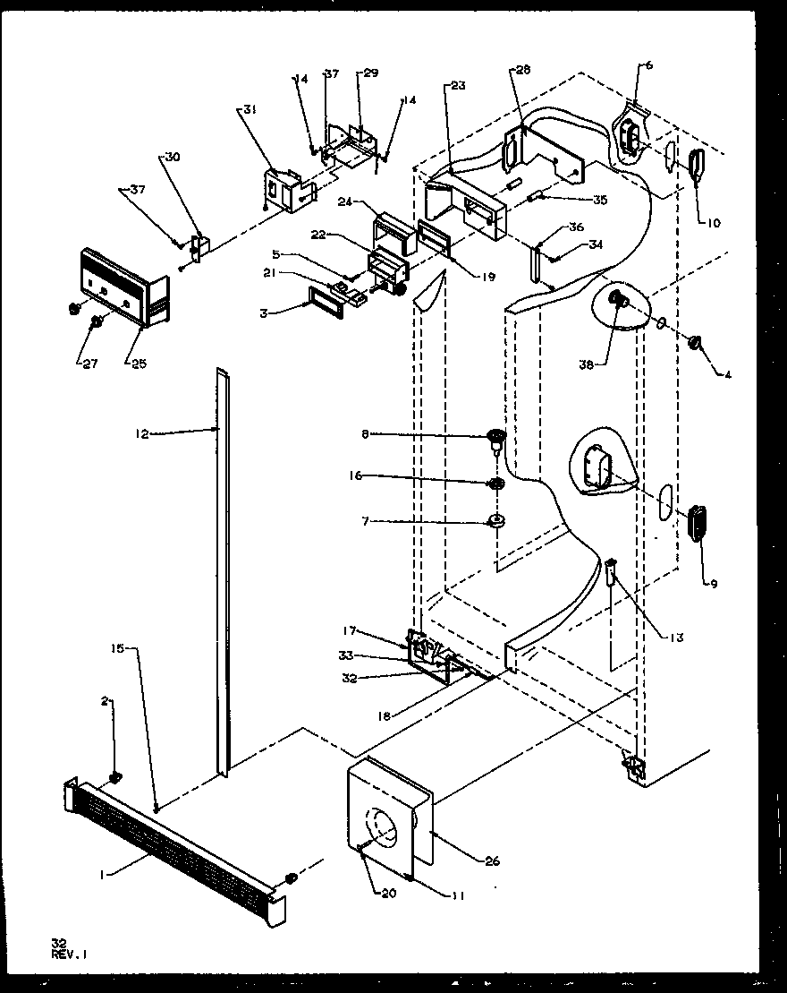 REFRIGERATOR/FREEZER CONTROLS AND CABINET PARTS