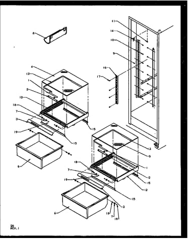 Refrigerator shelving and drawers (sqd25nbe/p1162402we)