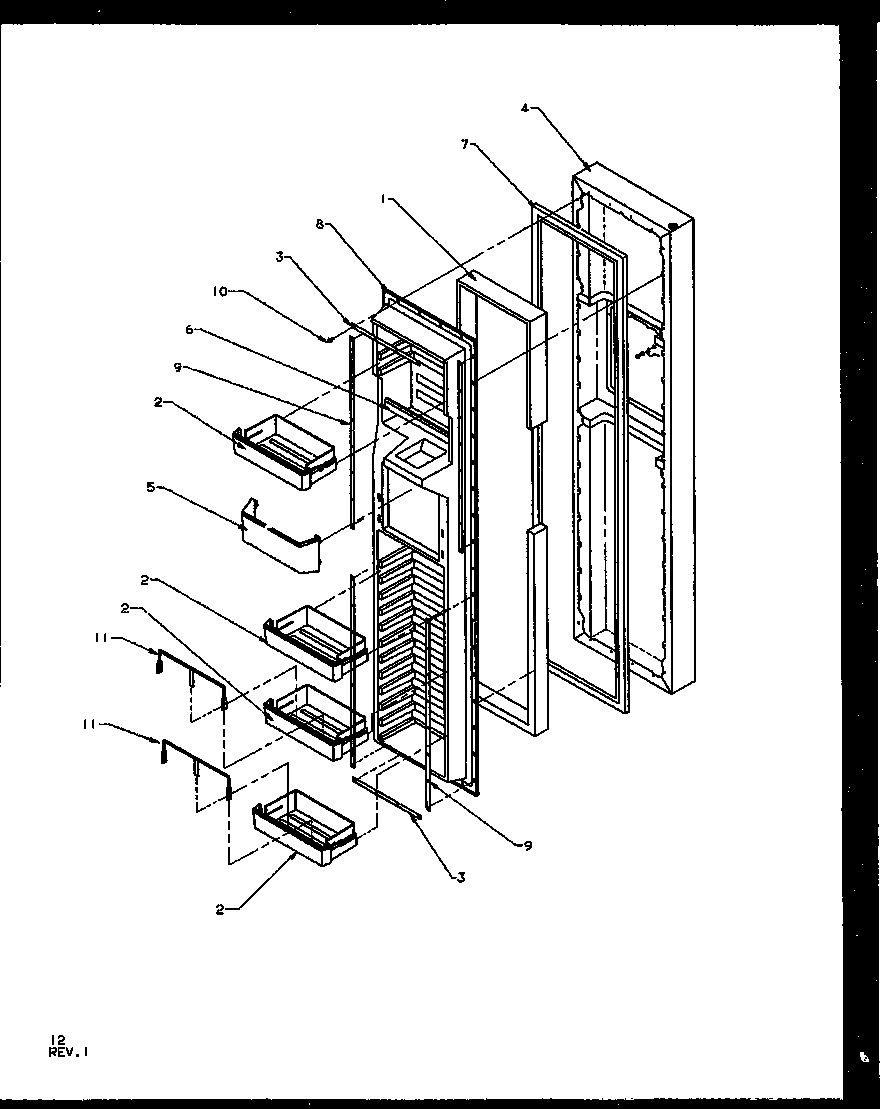 Freezer door (szd27nl/p1162404wl) (szd27nw/p1162404ww) (szd27ne/p1162404we) (szd27ne/p1162410we) (szd27nl/p1162410wl) (szd27nw/p1162410ww)