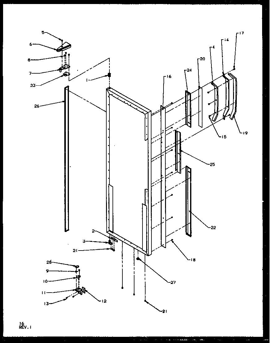Refrigerator door hinge and trim parts (szd27nl/p1162404wl) (szd27nw/p1162404ww) (szd27ne/p1162404we) (szd27ne/p1162410we) (szd27nl/p1162410wl) (szd27nw/p1162410ww)