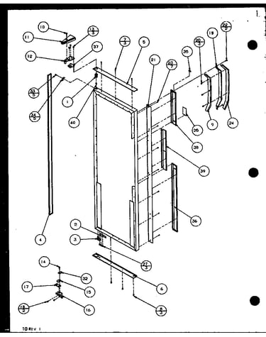 Refrigerator door hinge and trim parts
