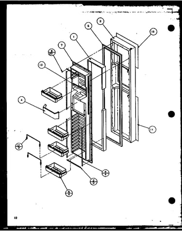 Freezer door (36791w/p1152601ww) (36798l/p1152602wl) (36795e/p1152603we)