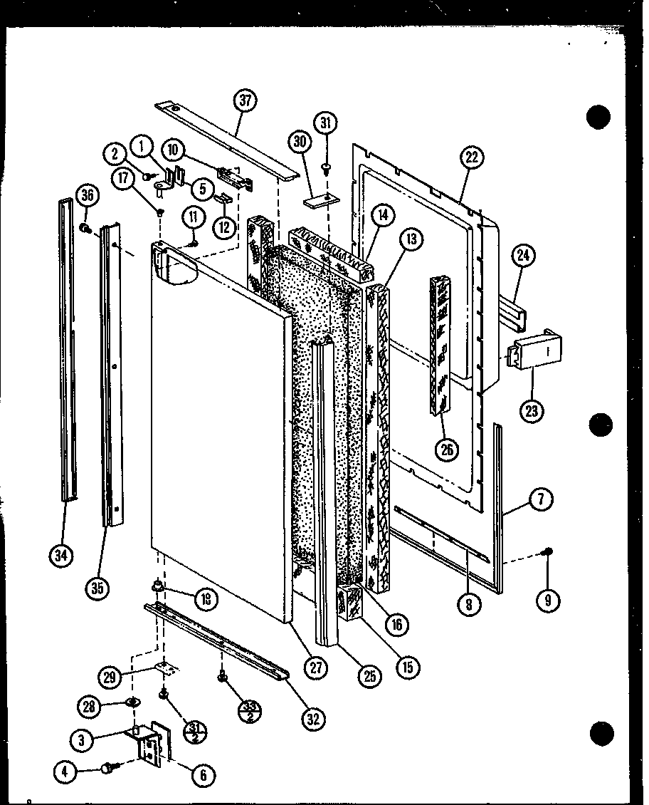 Lower freezer door assembly