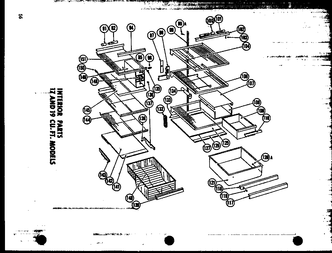 INTERIOR PARTS 17 AND 19 CU. FT. MODELS (SR25G) (SD25G) (SR22G) (SD22G) (SP19G) (SR19G) (SD19G) (SP17G) (SR17G) (ESR17G)