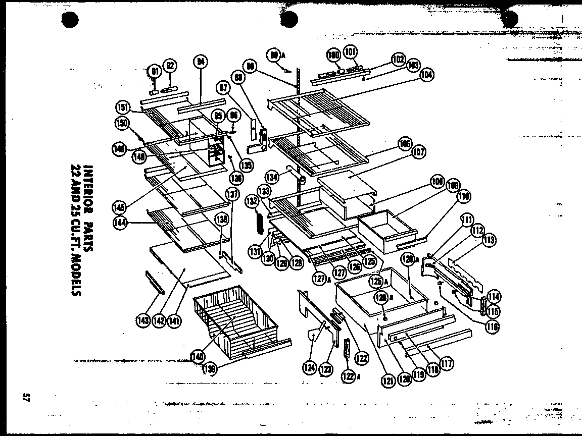 INTERIOR PARTS 22 AND 25 CU. FT. MODELS (SR25G) (SD25G) (SR22G) (SD22G) (SP19G) (SR19G) (SD19G) (SP17G) (SR17G) (ESR17G)