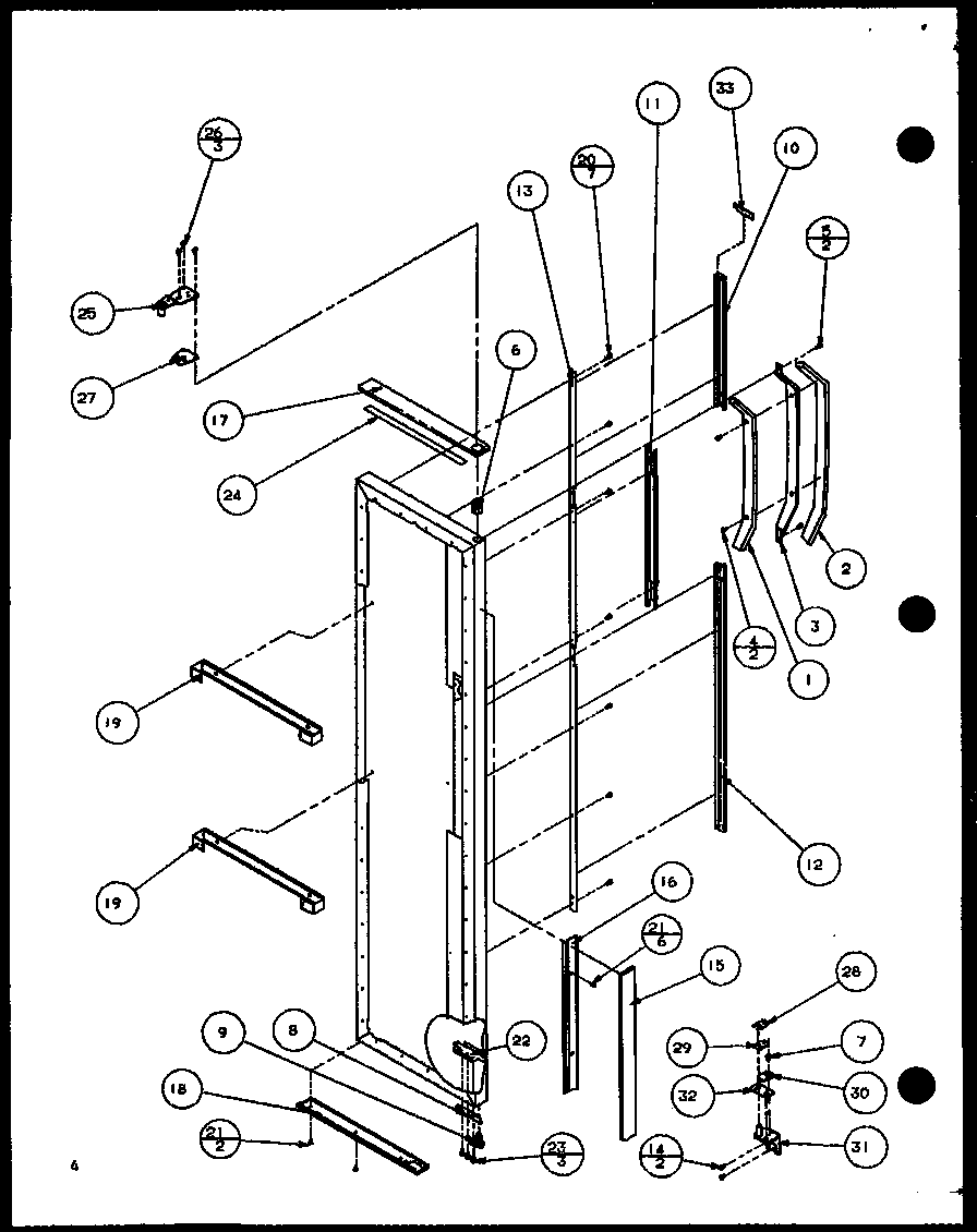 FREEZER DOOR HINGE AND TRIM PARTS (SX25H/P7836005W) (SXP25H/P7836006W) (SX22H/P7836015W) (SXP22H/P7836016W) (SXP25H/P7836034W)