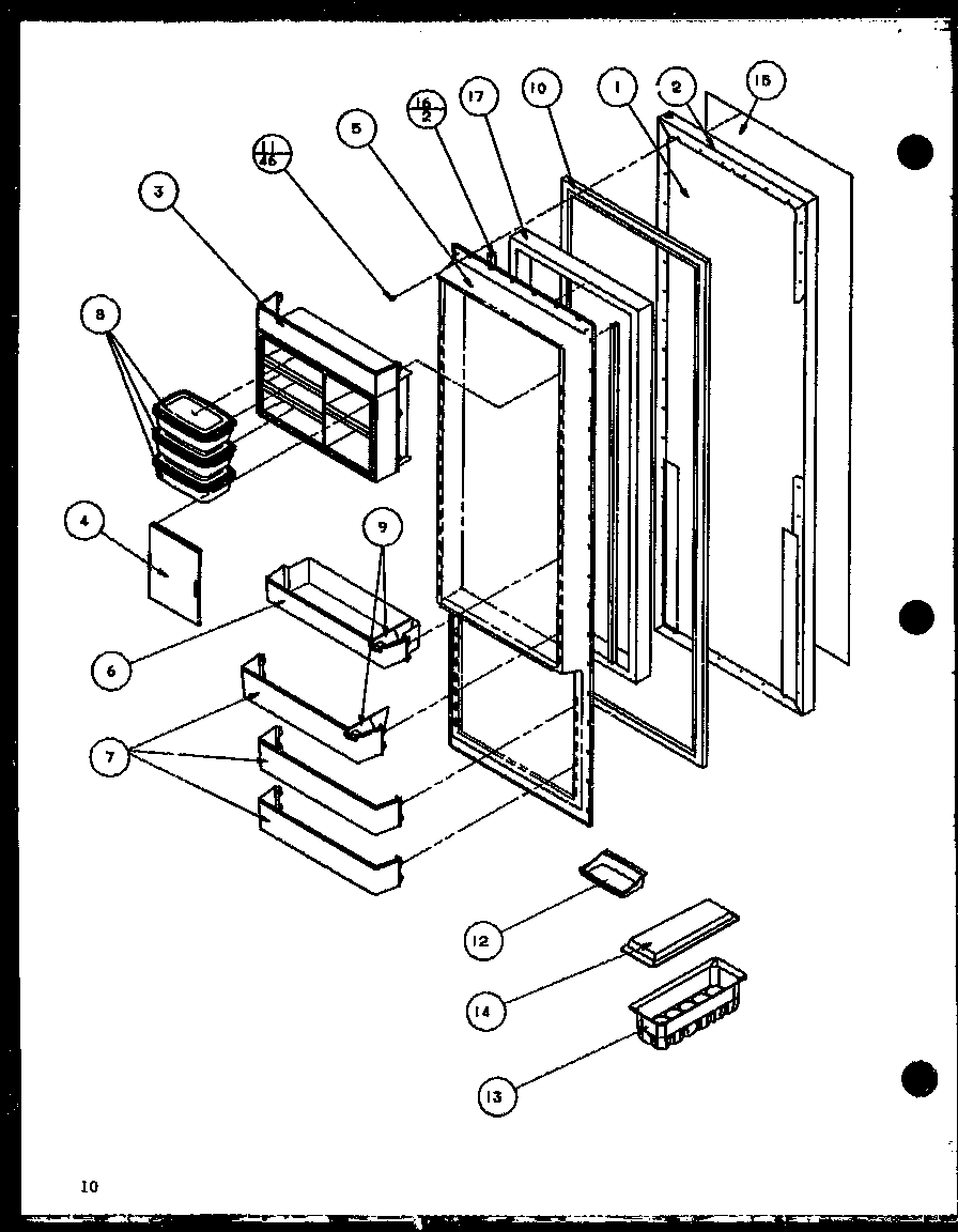 Refrigerator door (sw25h/p7836023w) (swp25h/p7836024w) (sw22h/p7836026w) (swp25h/p7836037w)