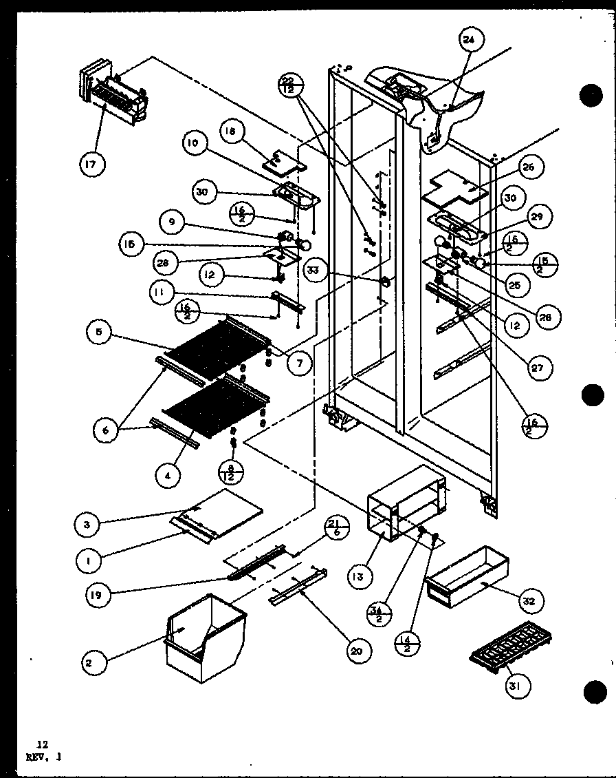 FREEZER SHELVING AND REFRIGERATOR LIGHT (SW25H/P7836023W) (SWP25H/P7836024W) (SW22H/P7836026W) (SWP25H/P7836037W)