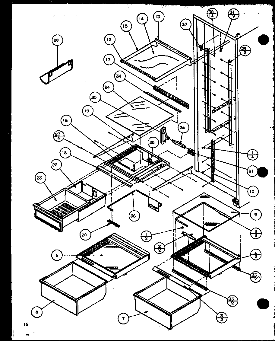 REFRIGERATOR SHELVING AND DRAWERS (SXD25MG/P1121001WG) (SXD25MW/P1121001WW) (SXD25ML/P1121001WL) (SXD25MG/P1121002WG) (SXD25MW/P1121002WW) (SXD25ML/P1121002WL) (SXD25MBW/P1121003WW) (SXD25MBG/P1121003WG) (SXD25MBL/P1121003WL) (SXD25MBL/P1121004WL) (SXD25M