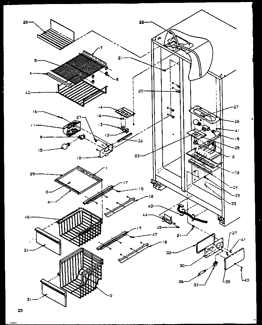 Freezer shelving and refrigerator light
