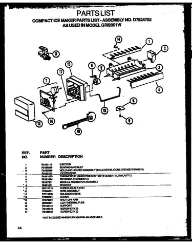 Compact ice makerparts list