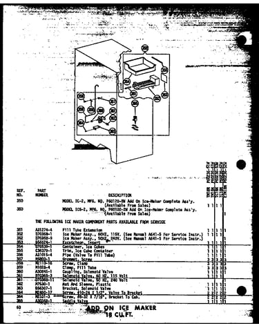 Add on ice maker 18 cu. ft. (tm18n/p60236-51w) (tm18n-c/p60236-51wc) (tm18n-ag/p60236-51wg) (tm18n-a/p60236-51wa) (tm18n/p60236-61w) (tm18n-ag/p60236-61wg) (tm18n-c/p60236-61wc) (tm18n-a/p60236-61wa) (tc18n-a/p60236-53wa) (tc18n-c/p60236-53wc) (tc18n-ag/p