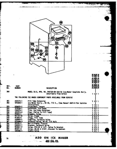 Add on ice maker 20 cu. ft. (tr20n-c/p60236-54wc) (tr20n-a/p60236-54wa) (tr20n/p60236-54w) (tr20n-ag/p60236-54wg) (tr20n/p60236-63w) (tr20n-c/p60236-63wc) (tr20n-ag/p60236-63wg) (tr20n-a/p60236-63wa) (td20n/p60236-55w) (td20n-c/p60236-55wc) (td20n-ag/p602