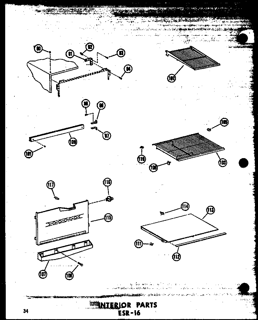INTERIOR PARTS ESR-16 (ESR-16/P60303-2W) (ESR-16-AG/P60303-2WG) (ESR-16-C/P60303-2WC) (ESR-16-A/P60303-2WA)