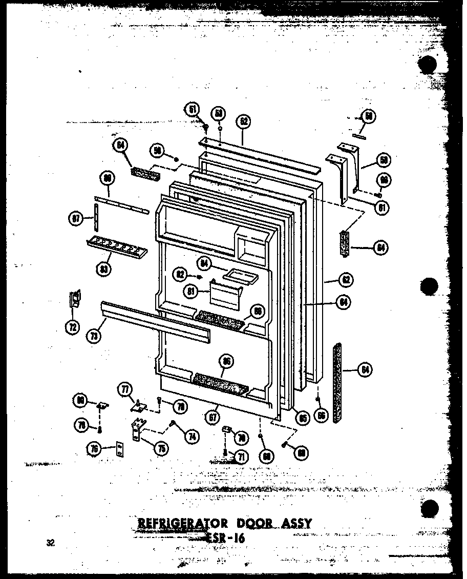 Refrigerator door assy esr-16 (esr-16/p60303-2w) (esr-16-ag/p60303-2wg) (esr-16-c/p60303-2wc) (esr-16-a/p60303-2wa)