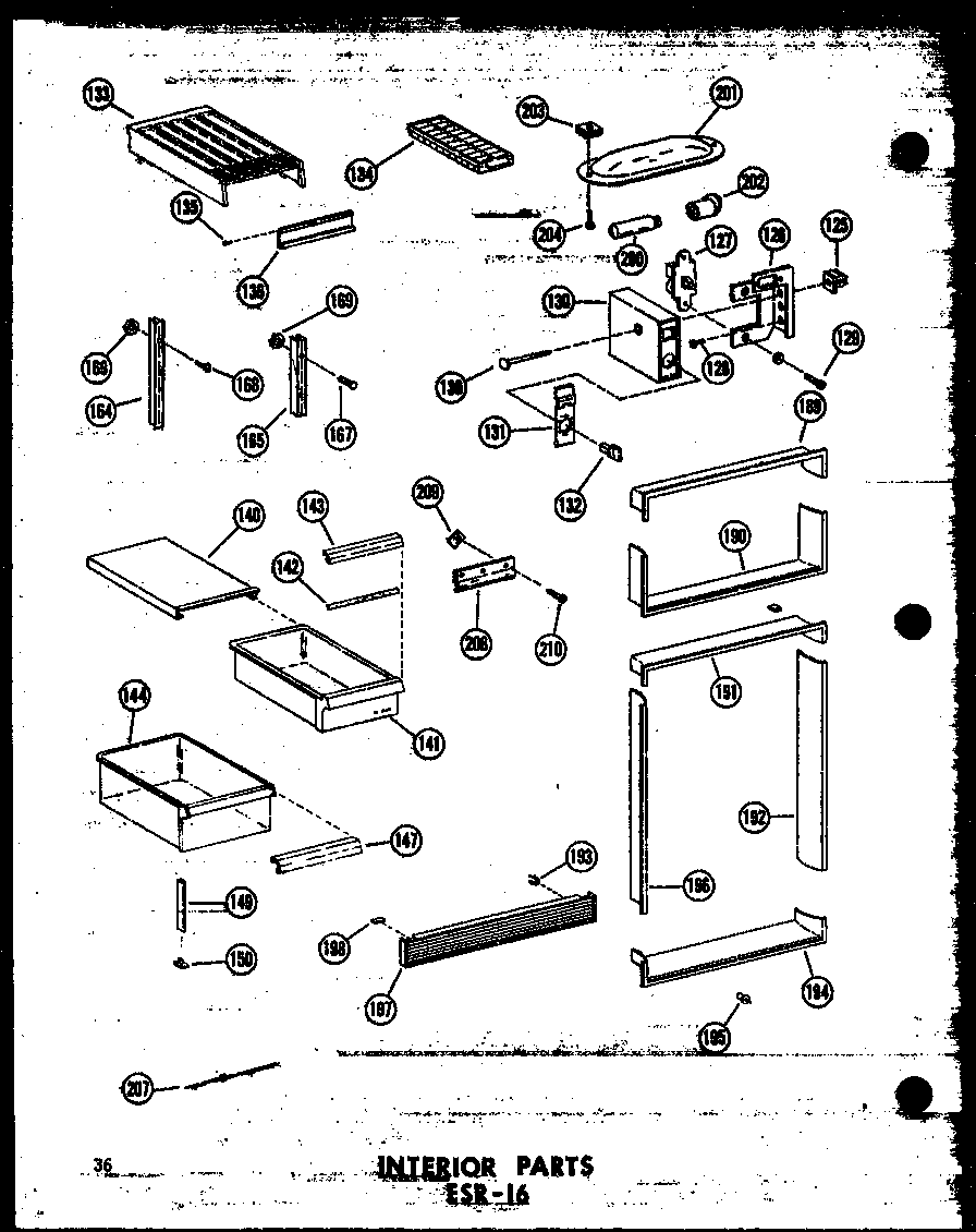 Interior parts esr-16 (esr-16/p60303-2w) (esr-16-ag/p60303-2wg) (esr-16-c/p60303-2wc) (esr-16-a/p60303-2wa)
