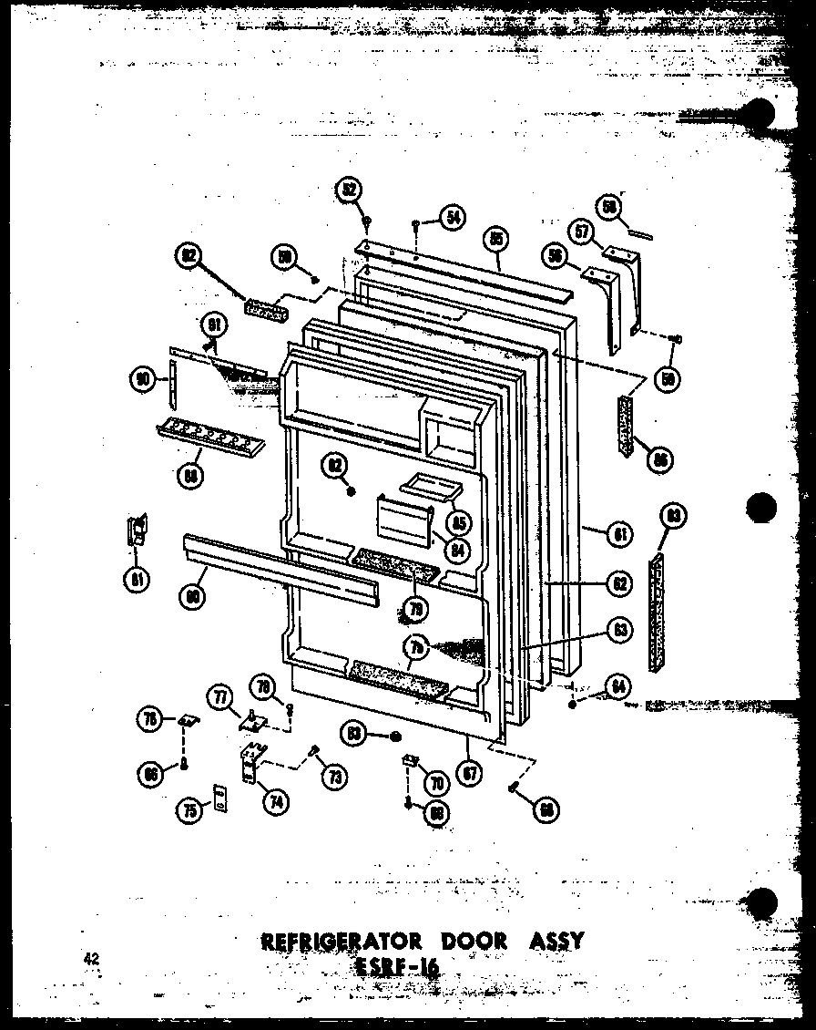 Refrigerator door assy esrf-16 (esrf16-a/p60303-3wa) (esrf16-c/p30303-3wc) (esrf-16-ag/p60303-3wg) (esrf16/p60303-3w)