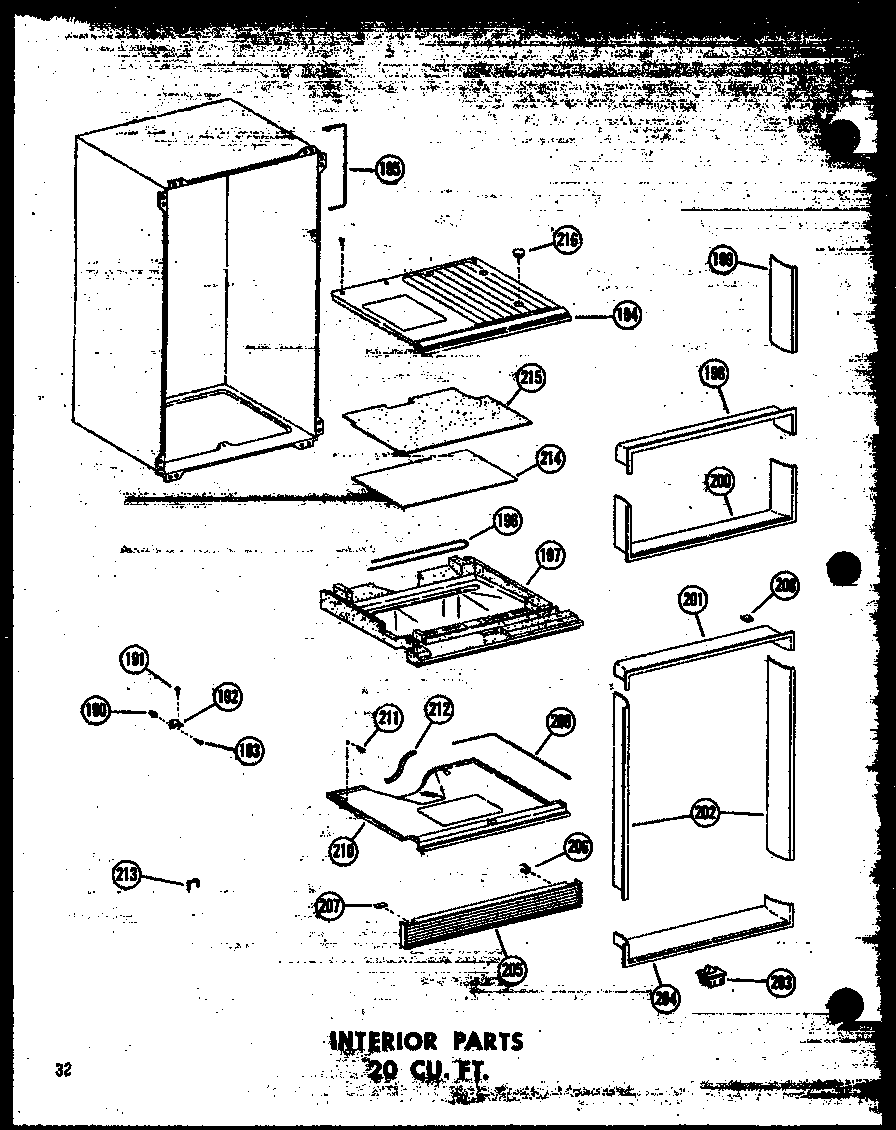 INTERIOR PARTS 20 CU. FT. (TD20W-A/P60303-62WA) (TD20W-C/P60303-62WC) (TD20W-AG/P60303-62WG) (TD20W/P60303-62W)