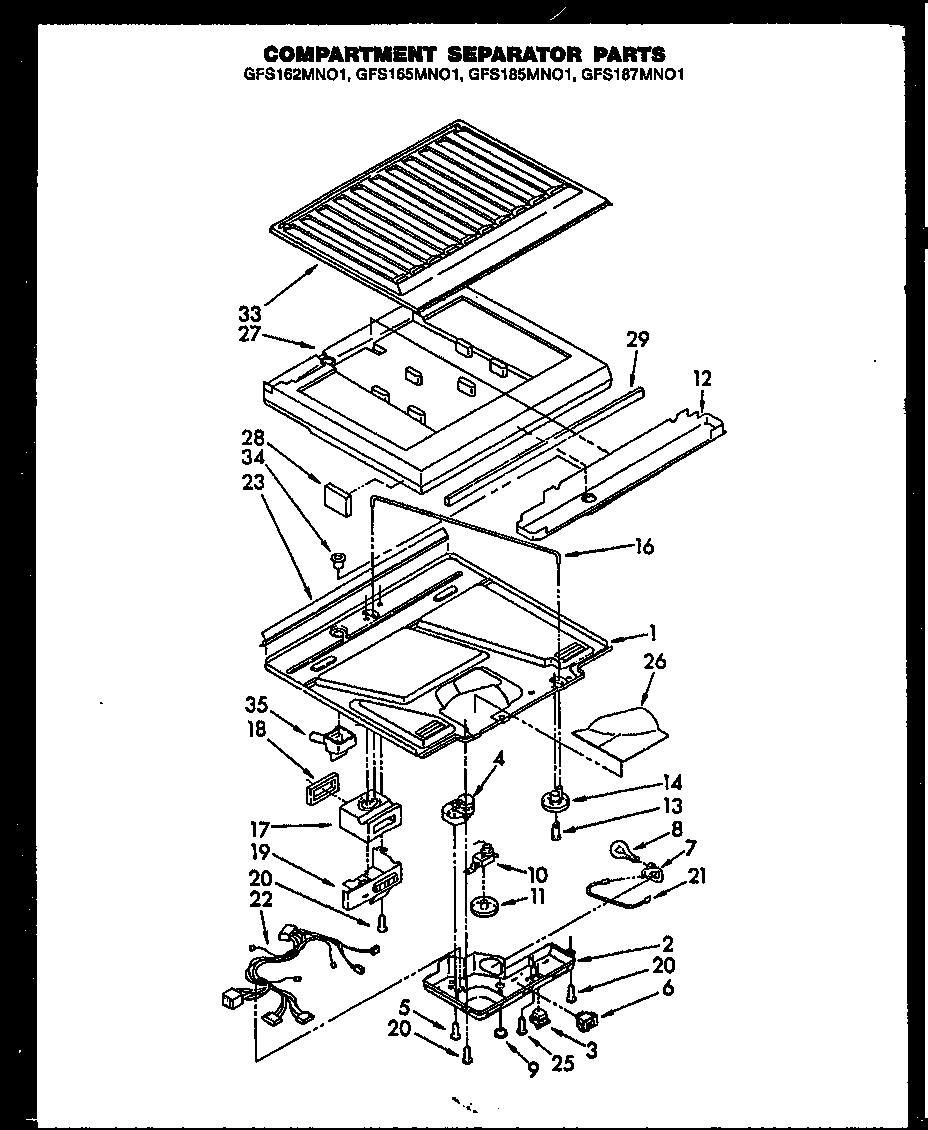 COMPARTMENT SEPARATOR PARTS (GFS162MN01) (GFS165MN01) (GFS185MN01) (GFS187MN01)