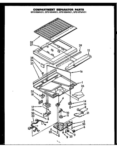 Compartment separator parts (gfs162mn01) (gfs165mn01) (gfs185mn01) (gfs187mn01)