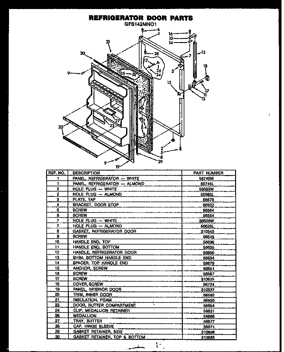 REFRIGERATOR DOOR PARTS (GFS142MN01)