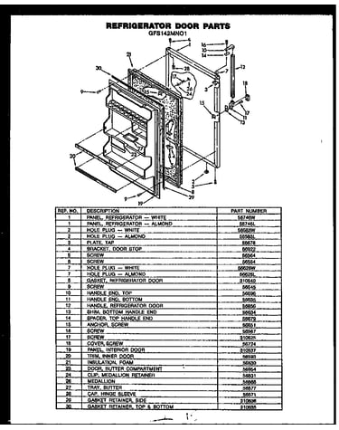 Refrigerator door parts (gfs142mn01)