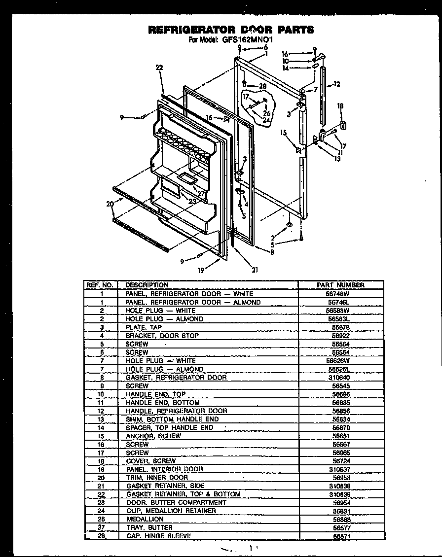 REFRIGERATOR DOOR PARTS (GFS162MN01)