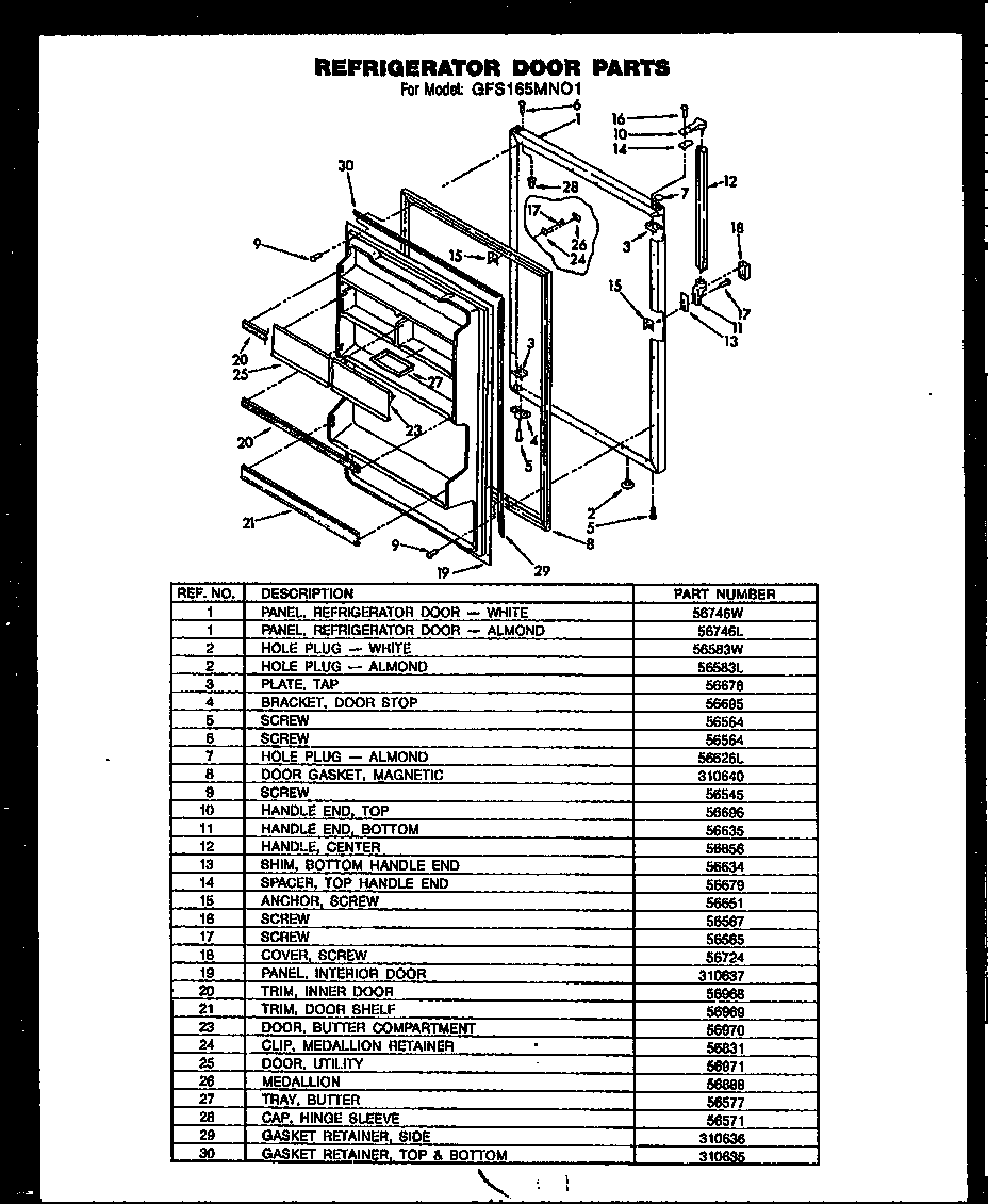 REFRIGERATOR DOOR PARTS (GFS165MN01)