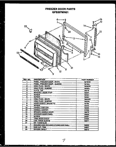 Freezer door parts (gfs207mn01)
