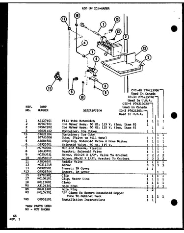 Add on ice-maker (ic-3/p7621301w) (cic-4/p7621302w) (ic-3h/p7621307w) (cic-4h/p7621308w)