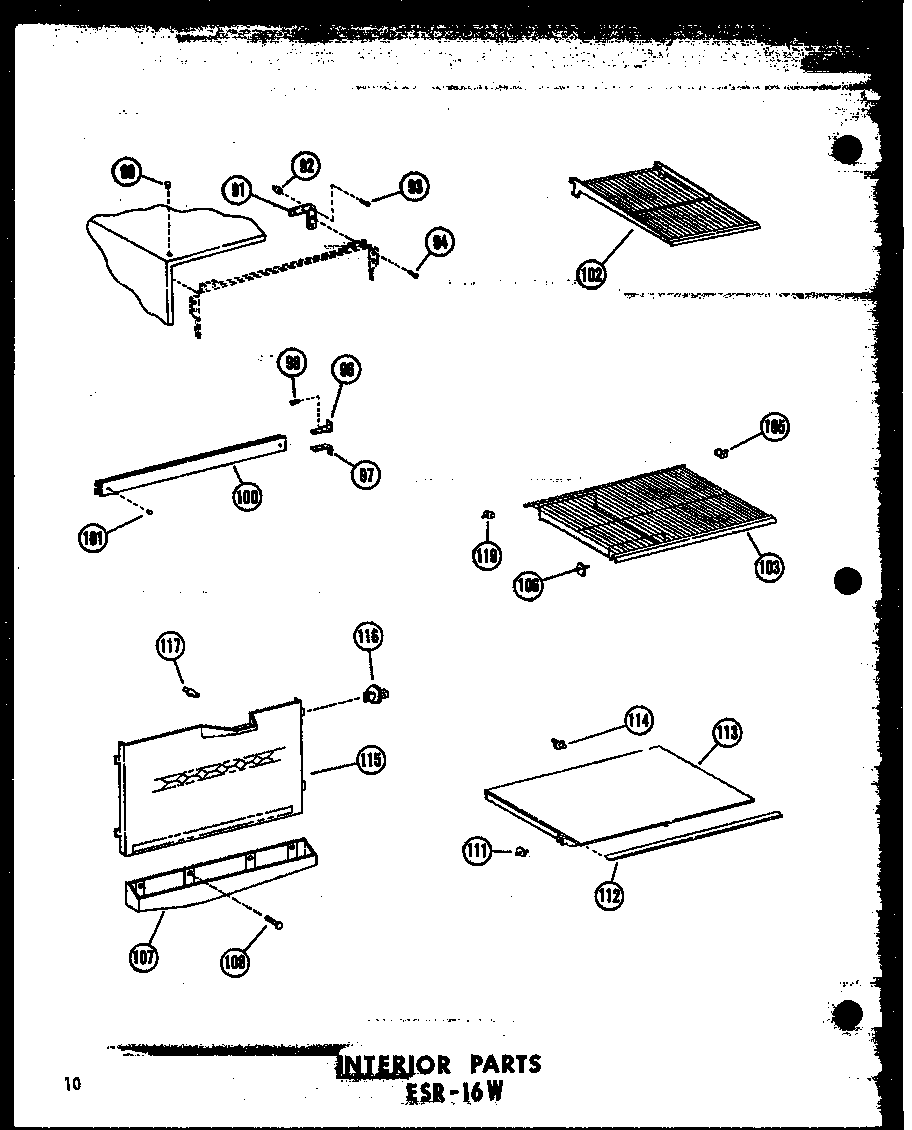 Interior parts esr-16w (esr-16w/p60303-4w) (esr-16w-ag/p60303-4wg) (esr-16w-c/p60303-4wc) (esr-16w-a/p60303-4wa)