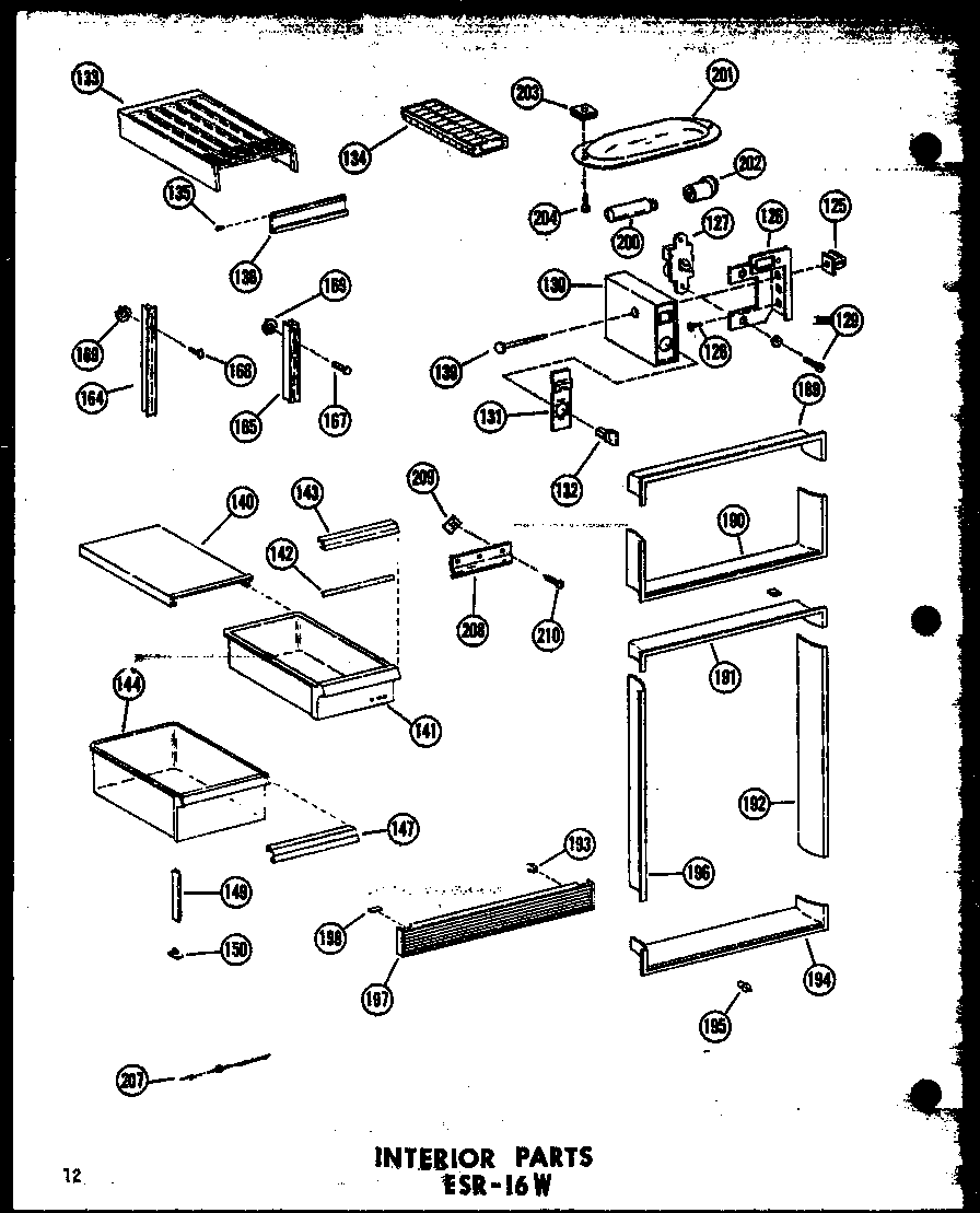 Interior parts esr-16w (esr-16w/p60303-4w) (esr-16w-ag/p60303-4wg) (esr-16w-c/p60303-4wc) (esr-16w-a/p60303-4wa)