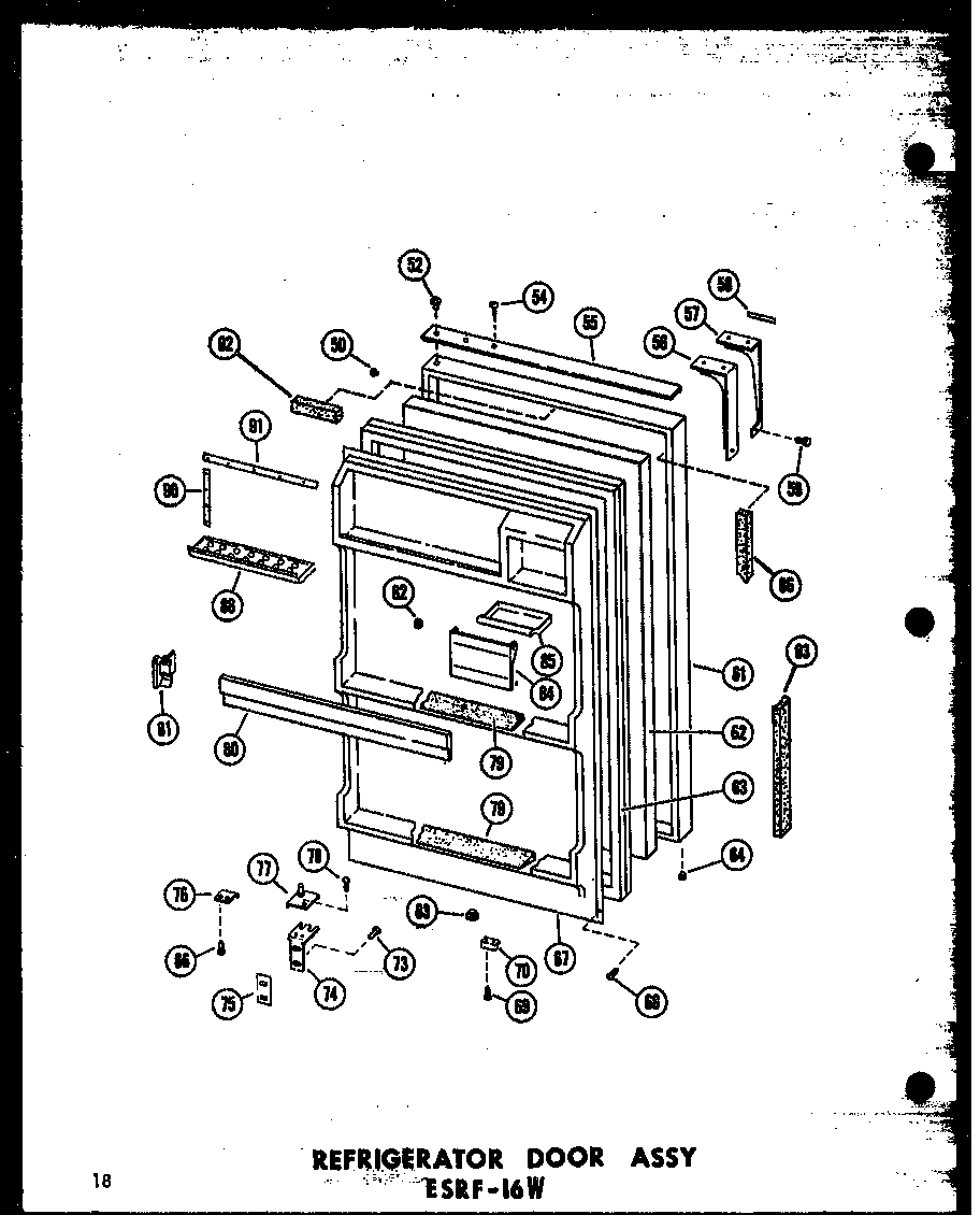 REFRIGERATOR DOOR ASSY ESRF-16W (ESRF-16W-A/P60303-5WA) (ESRF-16W-C/P60303-5WC) (ESRF-16W-AG/P60303-5WG) (ESRF-16W/P60303-5W)